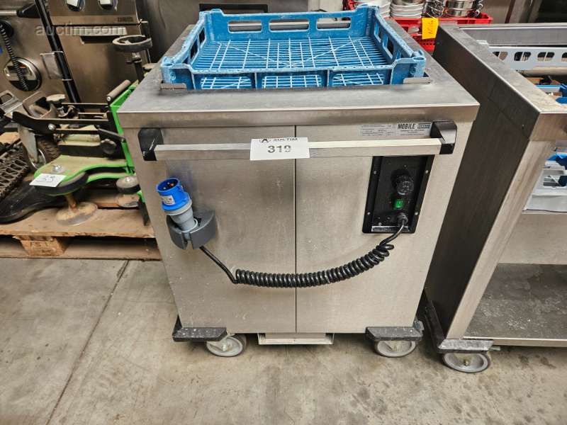 Mobiler beheizter Korbstapler aus Edelstahl. Mobiler...