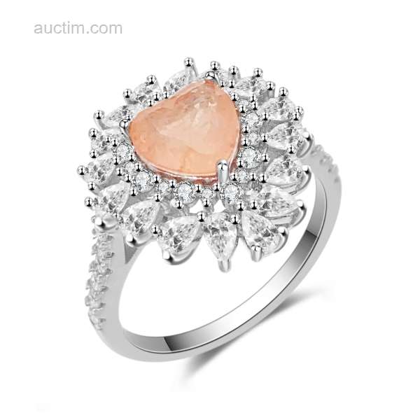 Anelli - Anello con cuore rosa e diamanti - €...